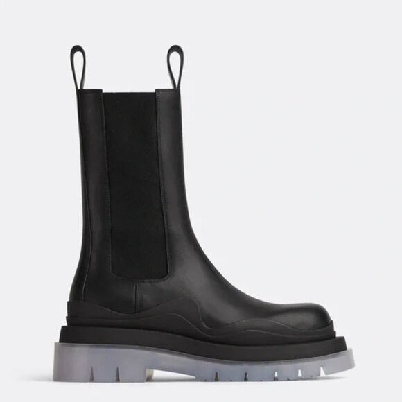 Bottega Veneta Calf Skin The Tire Chelsea Boot in Black and Transparent - Picture 2 of 7